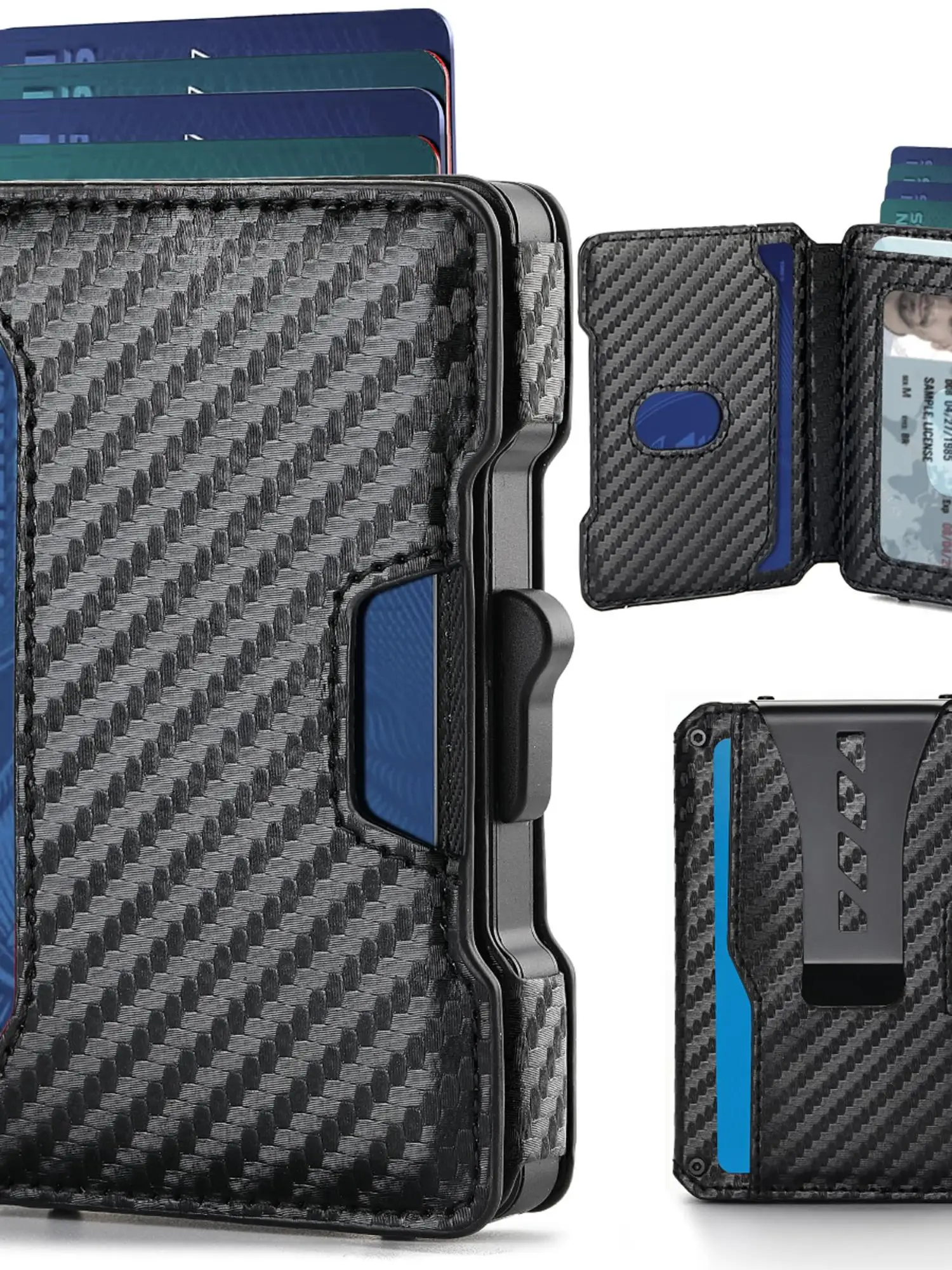 

Cross-Border Bestseller Carbon Fiber Men's Wallet Genuine Leather Soft Anti-Theft Bru Wallet ex Multi-Layered Interior