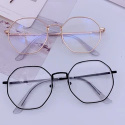 Vintage Anti Blue light Glasses Frame Round Lens Myopia Optical Mirror Simple Metal Women Men Transparent Eyewear Frames