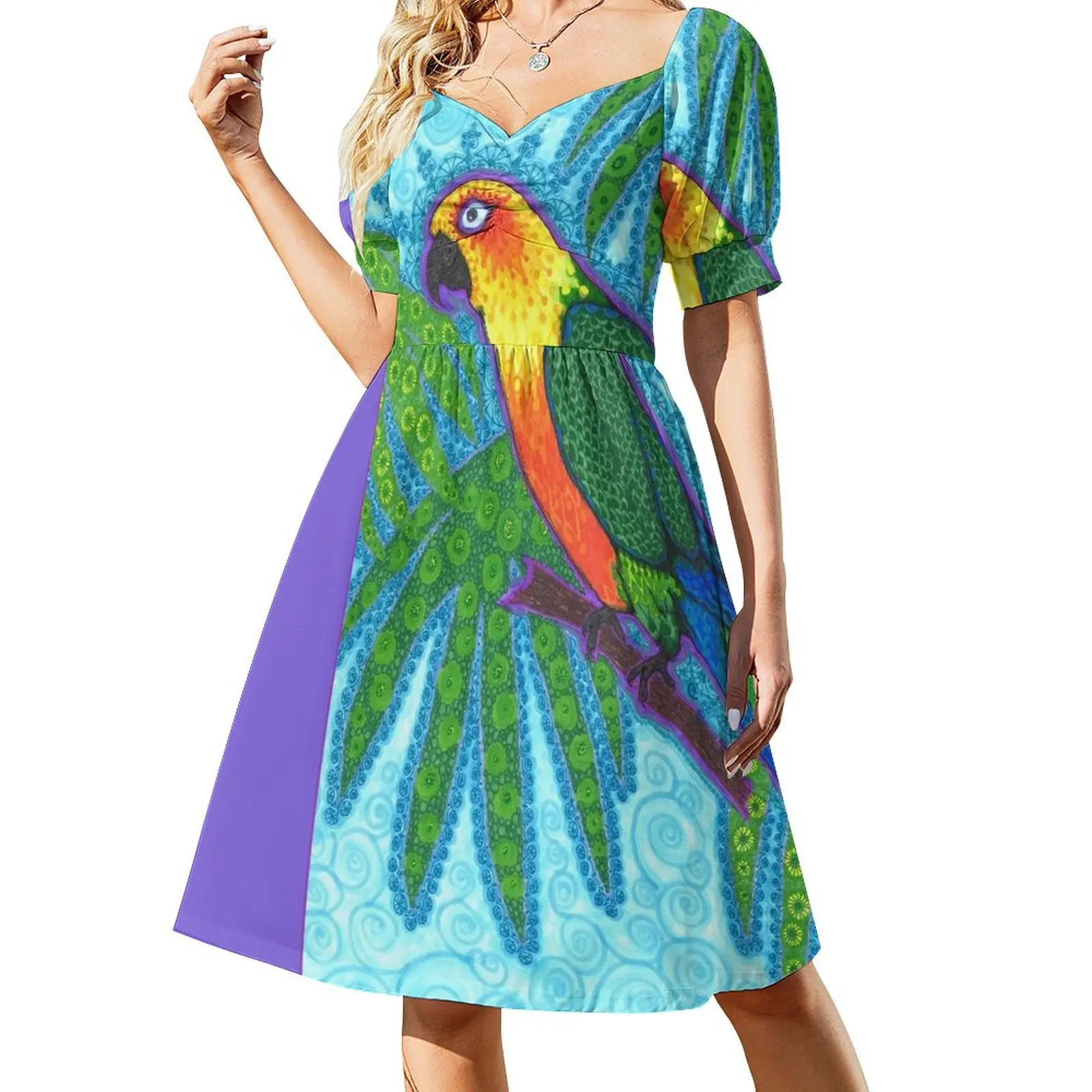 

Ronnell's Parrot Short Sleeved Dress summer dresses ladies 2025 elegant women's dresses for wedding Dress