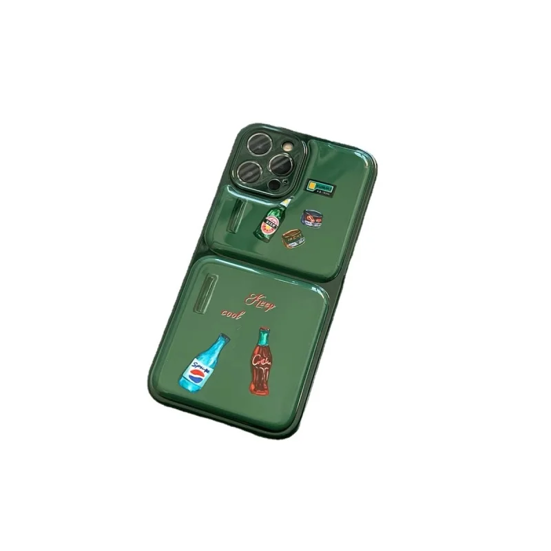 ins personalized and interesting dark green retro refrigerator case suitable for iPhone 14 13 12 11 Pro Max mobile phone case