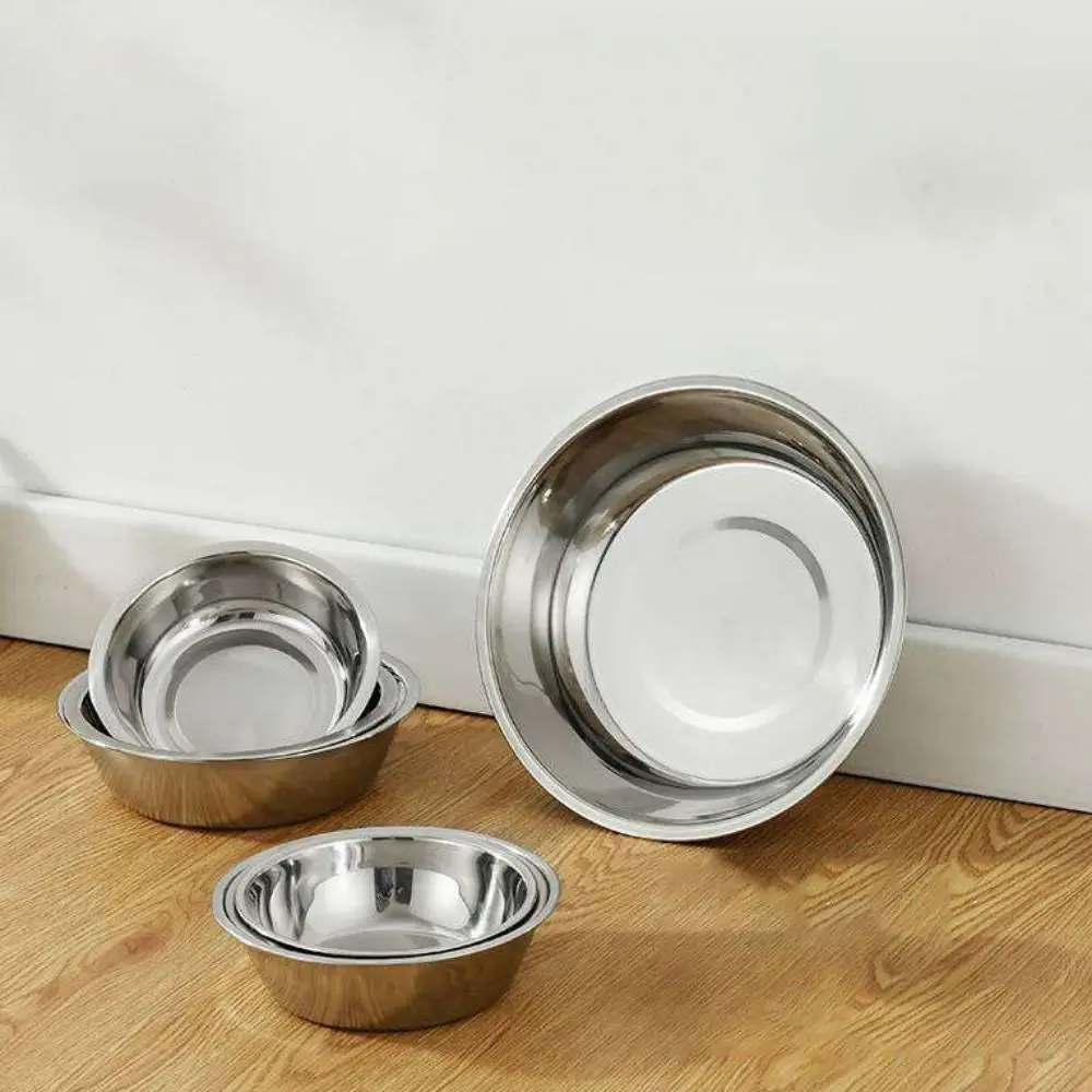 Dog Food Drinking Bowl Large Capacity Dog Bowl Stainless Steel Non-rust Cat Feeder Silver Cat Water Feeder Bowls Puppy