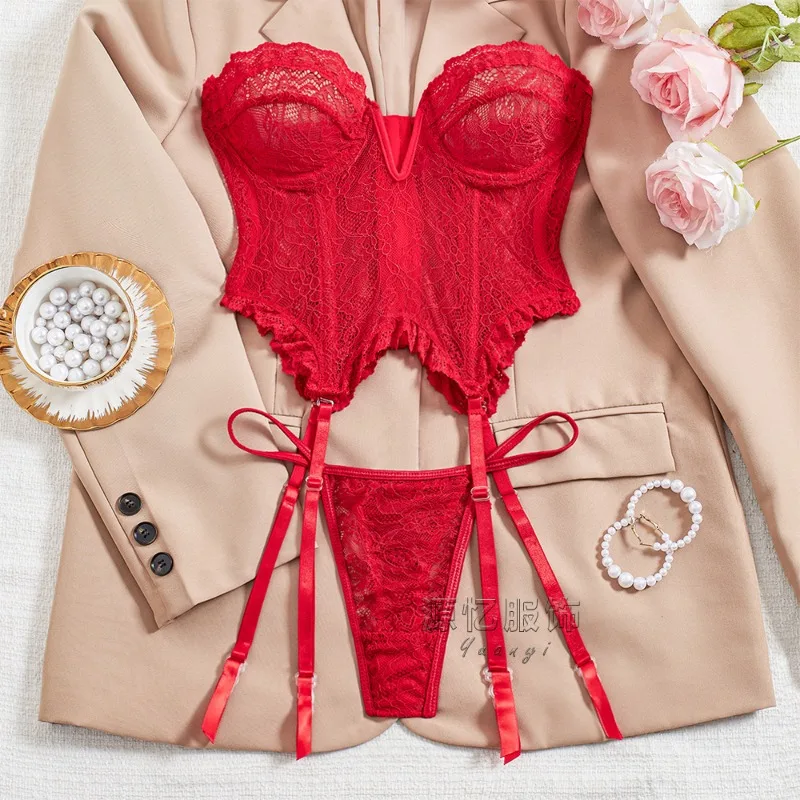 Tornova Bielizna Etoryczna Damskie Sexy Lingerie Onesie Suit for Women Lace Garter Hot Girl Private Fishbone Underwear Onesie