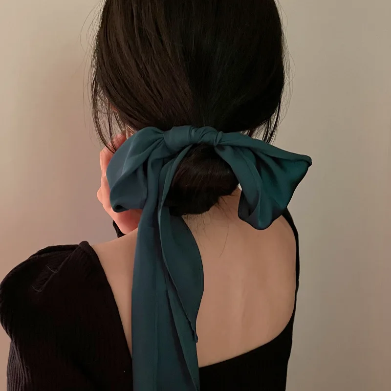 Solid Color Women Narrow Long Scarf Long Neckerchief Skinny Ribbon Headband Choker Chiffon Silk Satin Hair Scrunchies Hair Scarf