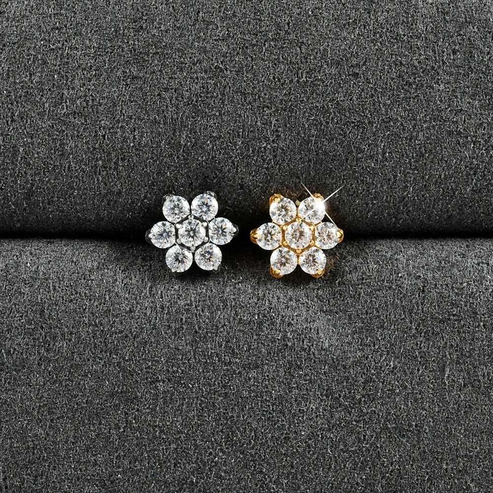 1 Stück Glänzender CZ-Blumen-Labret-Stud in verschiedenen Formen, G23 reines Titan, Innenschraube, Zirkonia, Rook-Ohrstecker, Traugs Conch Ohrring, 16g – Detail 7