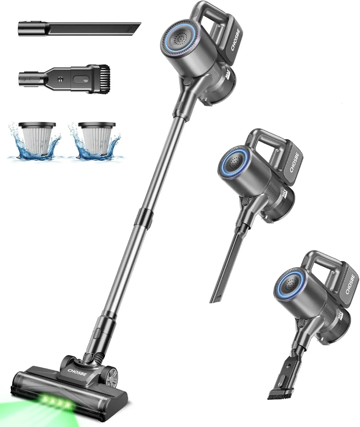 

Cordless Vacuum Cleaner, 500W/40Kpa Stick Vacuum with 45Mins Runtime, Self-Standing Vacuum Cleaners for Home, Anti-Tangle, 1