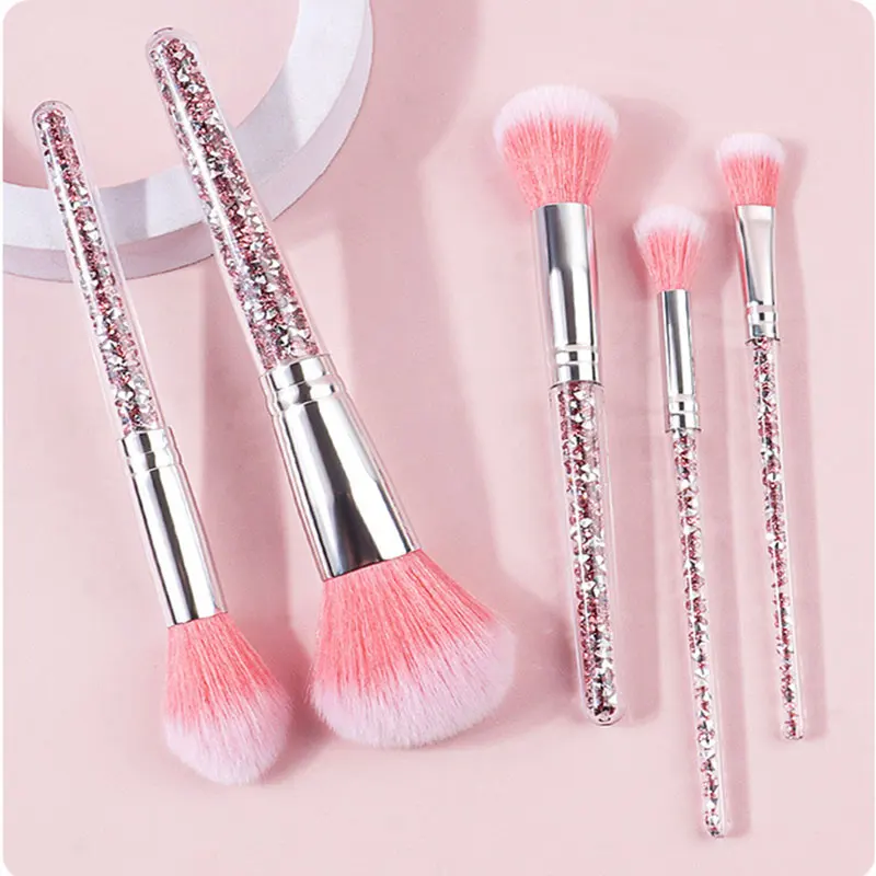 5pcs Diamond Makeup Brush Set Face Powder Brush Highlight Bursh Nasal Eye Shadow Blush Brush Smudge Professional Beauty Tools