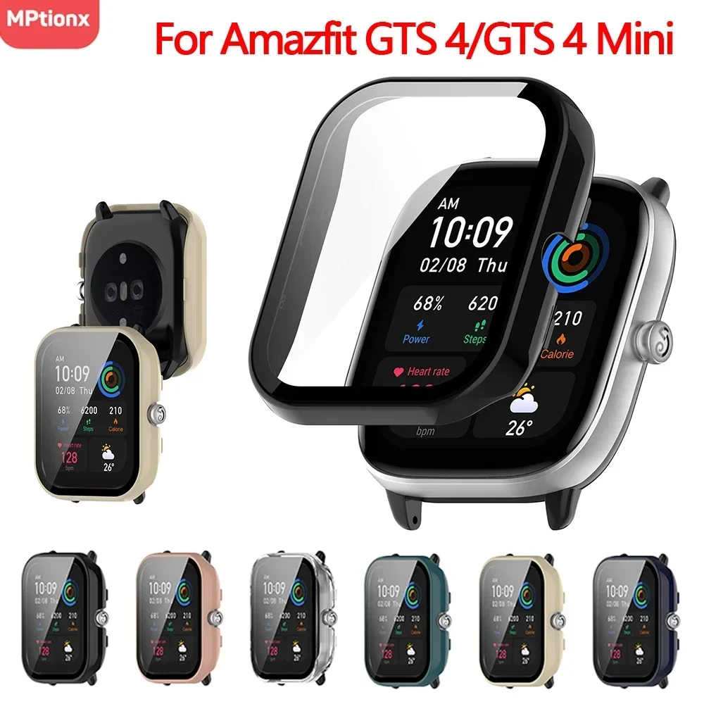 

PC Cover+Glass for Huami Amazfit GTS 4 GTS 4 Mini Smart Watch Bumper Protective Case for Huami Amazfit Bip 5 3 Pro/Active(A2211)