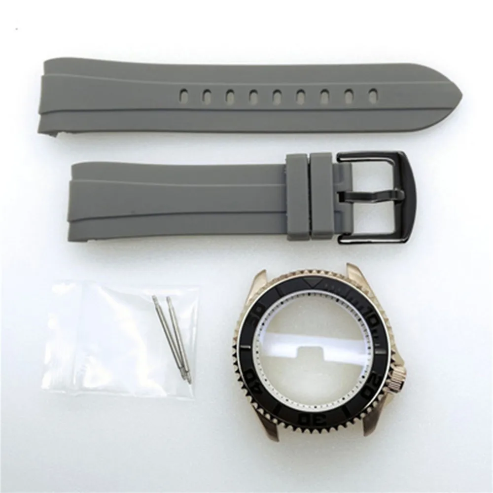 42MM Diving Watch Case Silicone Strap Modify Mechanical Watch Assemble Parts for NH35 NH36 4R35A 4R36A Movement