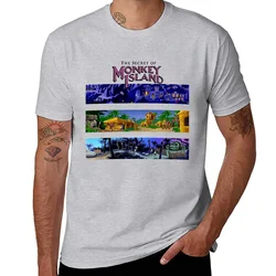 The secret of Monkey Island Backgrounds T-Shirt sweat oversized korean fashion t shirts men