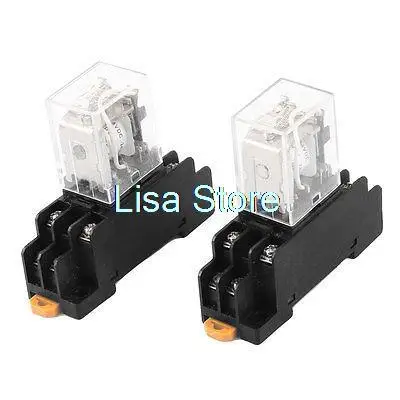 

2 Pcs DIN Rail Mount DPDT 8 Terminals General Purpose Relay DC24V Coil w Socket