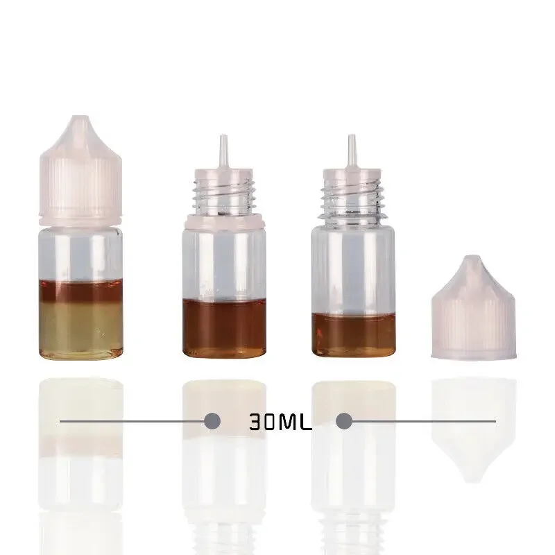 30ml/100pcs 60ml/50pcs PET Plastic Empty Dropper Liquid Eye Clear Water Bottle Long Tip Clear Cap