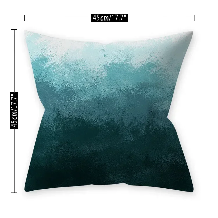 Teal Blue Cushion Cover Decorative Sofa Cushions Polyester Geometric Pillow Covers 45x45 Throw Pillows Single Side Pillowcases