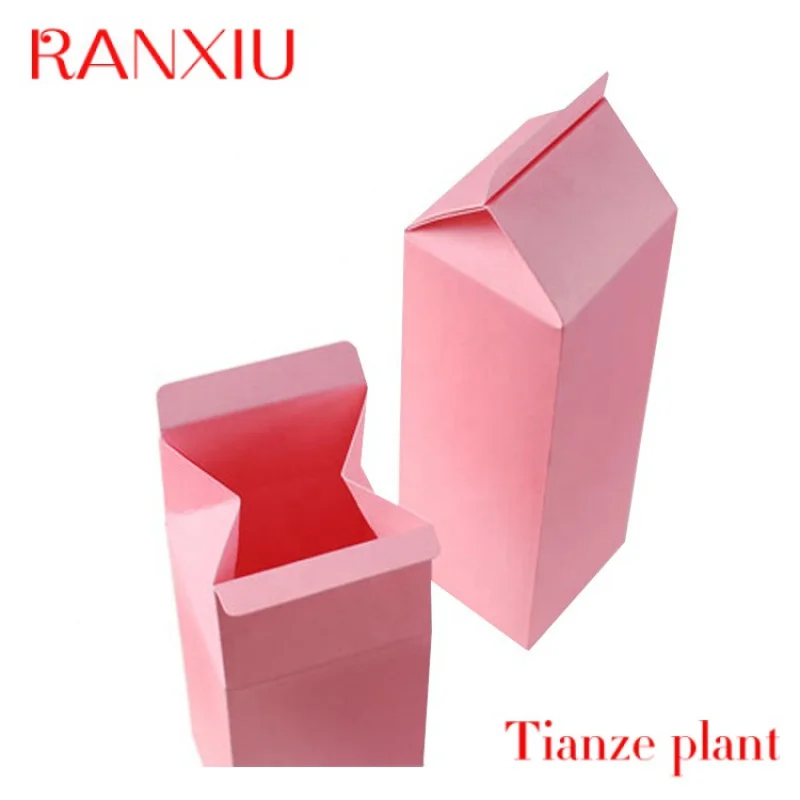 Custom Custom Printing Kraft Card Paper Gift boxes Pink Color Milk Shape Packaging Paper Box