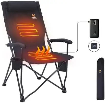 

Heated Chairs Outdoor Sports, Heated Chair, Heated Camping Chair, Folding Chair, 10000mAh Power Bank, Armrest, Carry Bag, Cuphol