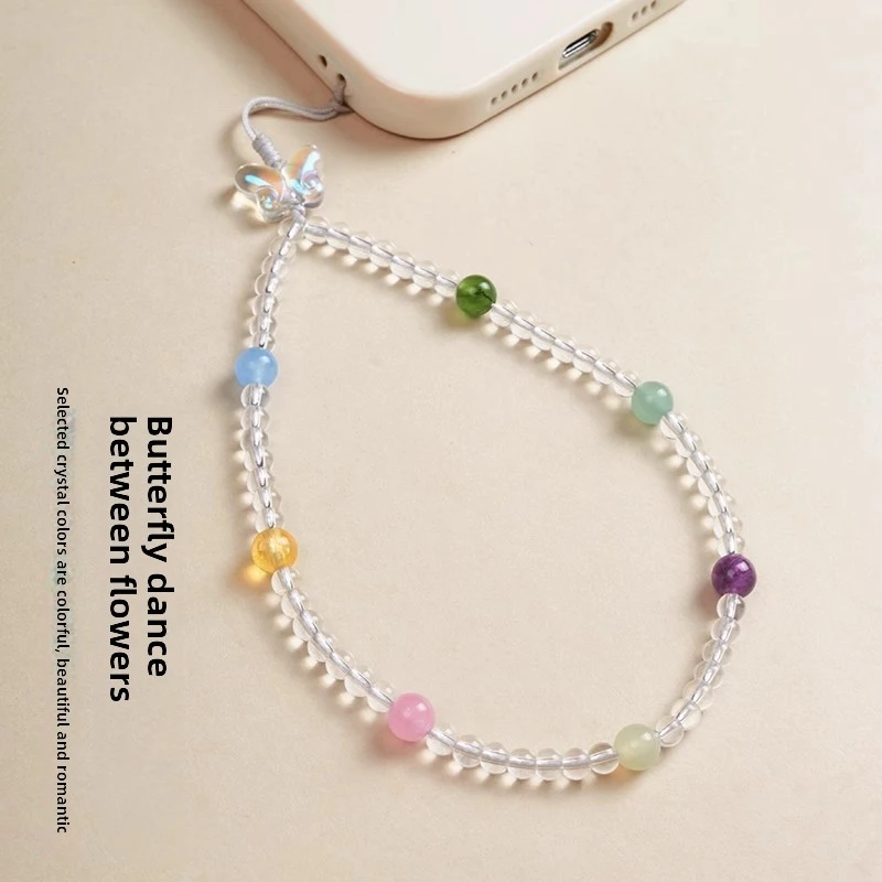 

Женский многоместный ремешок премиум-класса с белыми кристаллами на запястье, аксессуар-цепочка для телефона, ремешок для мобильных чехлов, легкий роскошный стиль