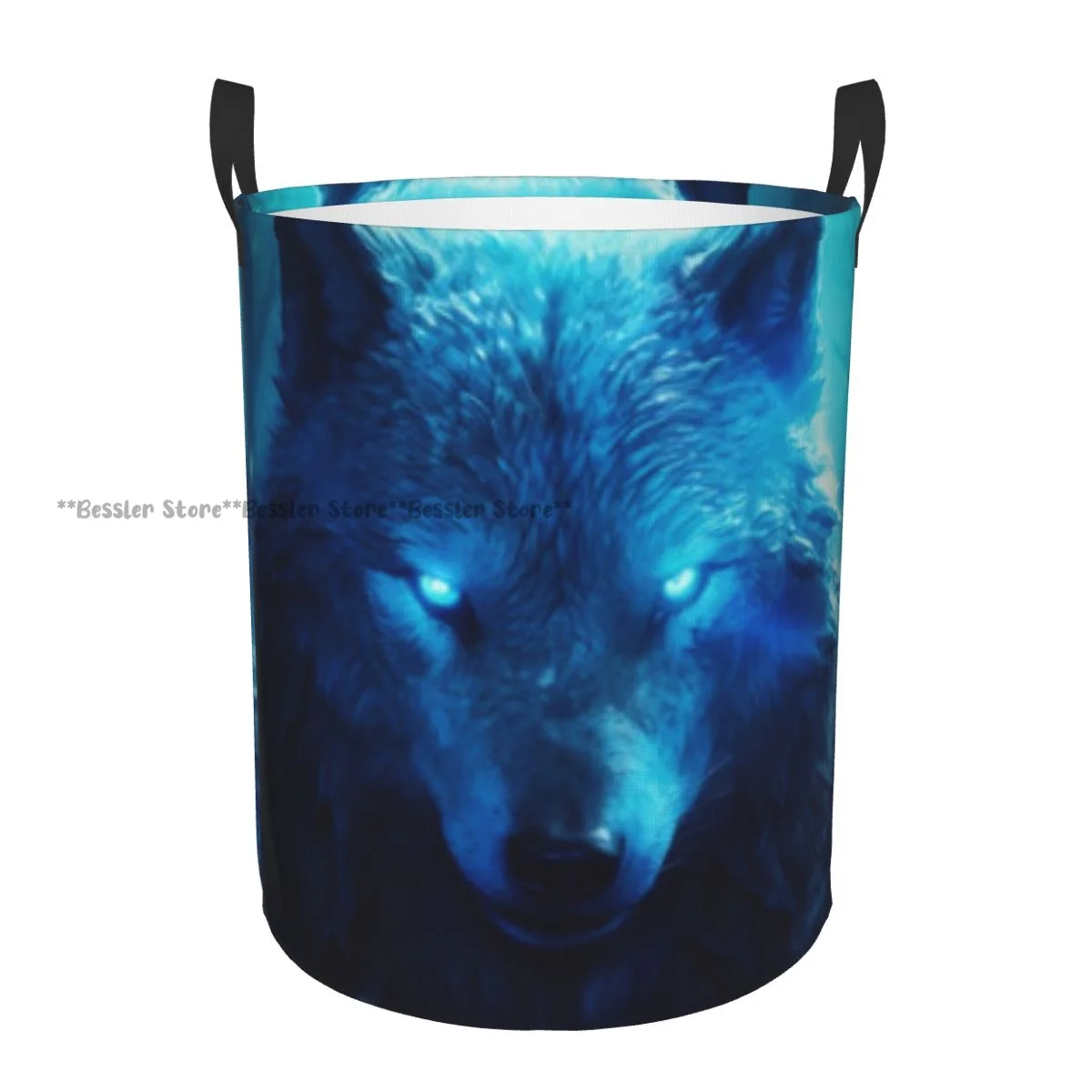 Wolf With Glowing Eyes Laundry Basket Folding Dirty Clothes Toys Storage Bucket Household