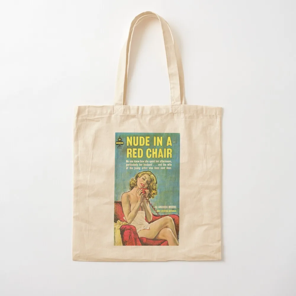 NUDE IN A RED CHAIR Tote Bag shopping cart bags Canvas shopping trolley bag large tote bag
