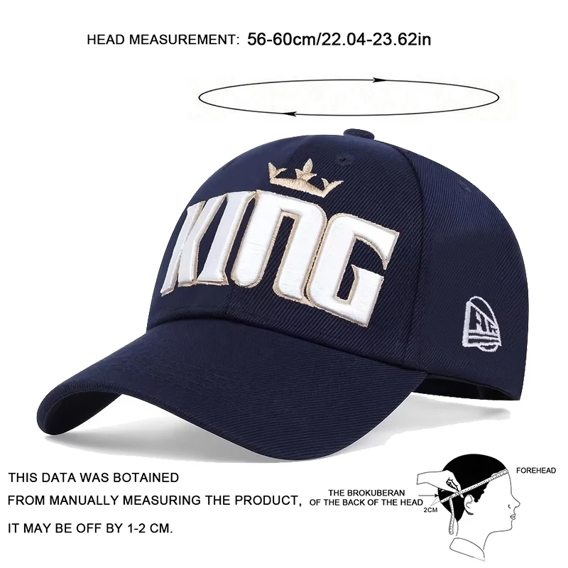 للجنسين الملك إلكتروني التطريز قبعات البيسبول الربيع والخريف في الهواء الطلق قابل للتعديل قبعات عادية واقية من الشمس قبعة قبعة رياضية
