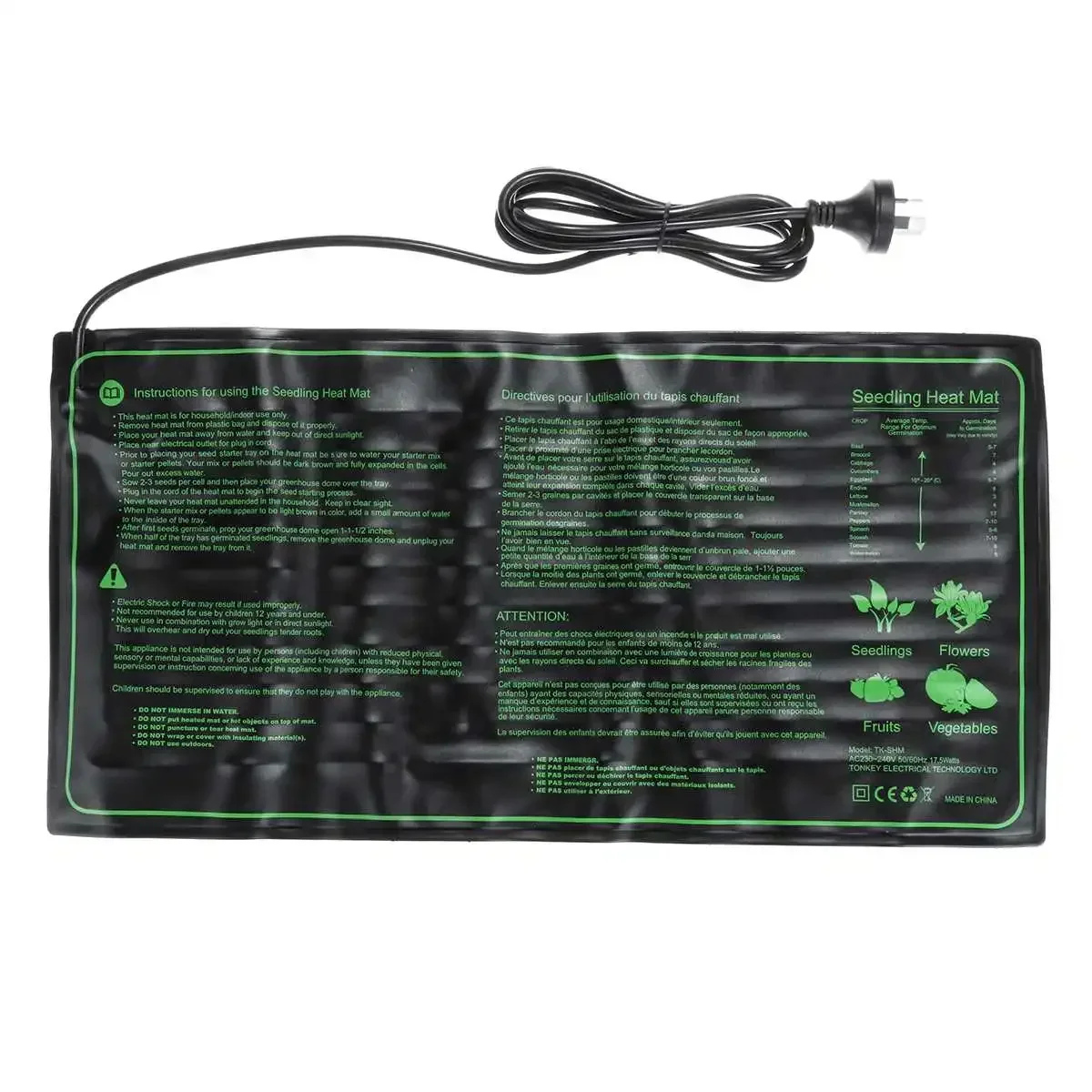 

50x25CM Seedlings Heating Mat Waterproof Plant Seedes Germination Propagation Clone Starter Pad AU Plug 220V Garden Supplies