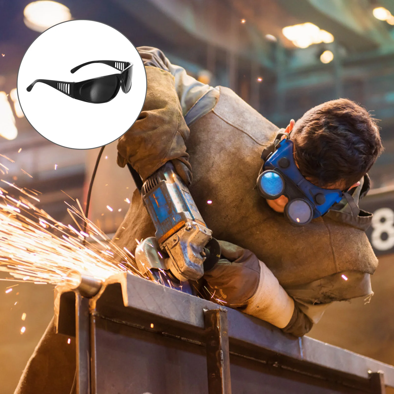 

6pcs Electric Glasses Clear Lens Anti-Fog Uv Protection Bendable Temples Safety Goggles For Welding Construction Lab Machining