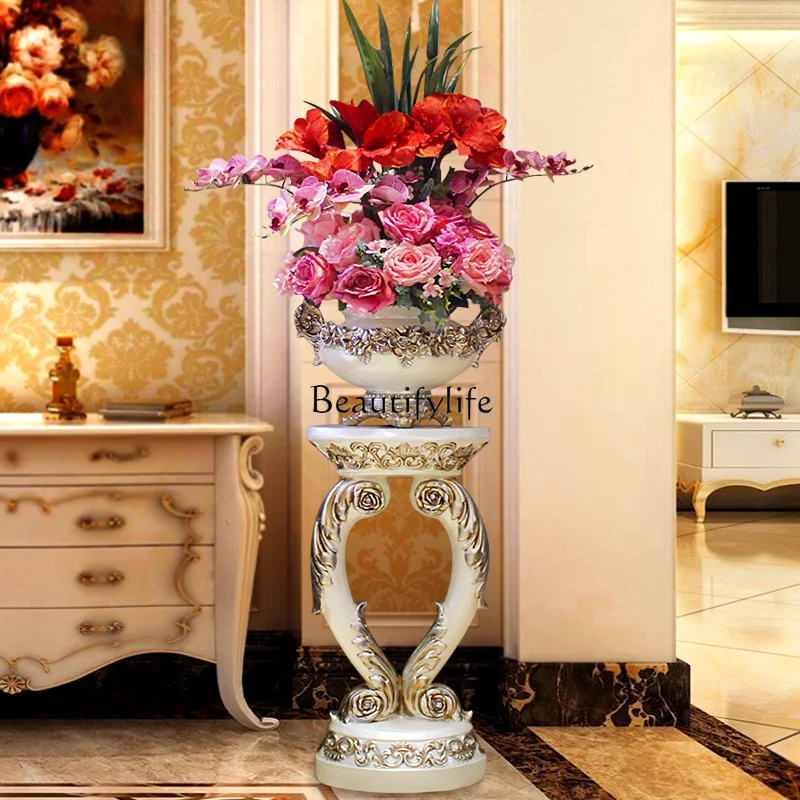 

yj9 European-Style Large Floor Vase Emulational Floriculture Set Living Room Decoration