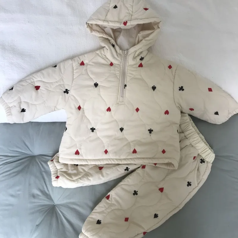 مجموعة ملابس الأطفال 2025 الخريف الشتاء الفتيان والفتيات هوديس السراويل 2 قطعة دعوى 1-10 سنوات الاطفال المخملية ملابس خارجية دافئة #4