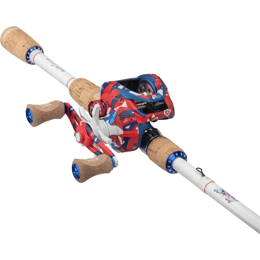 Krazy Americana Baitcast Combo con varilla de grafito IM7 mediana y pesada de 7' y empuñaduras de corcho Ideal para Castin de precisión