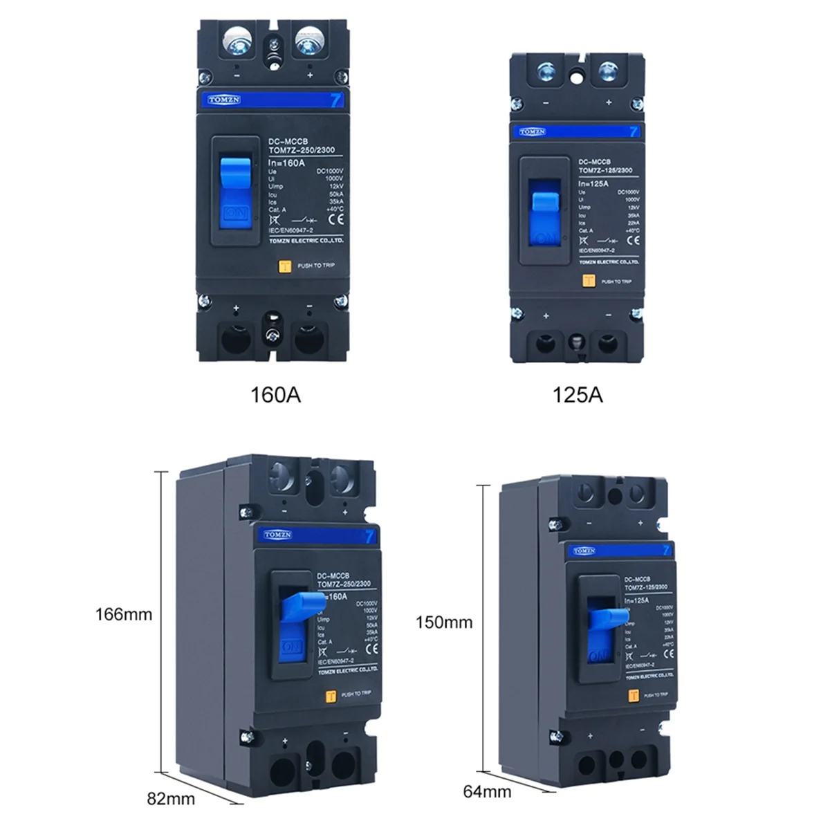 [En stock] Disjoncteur à boîtier moulé solaire 2P DC 1000V MCCB Protection contre les surcharges Protecteur de commutateur pour solaire photovoltaïque PV,12
