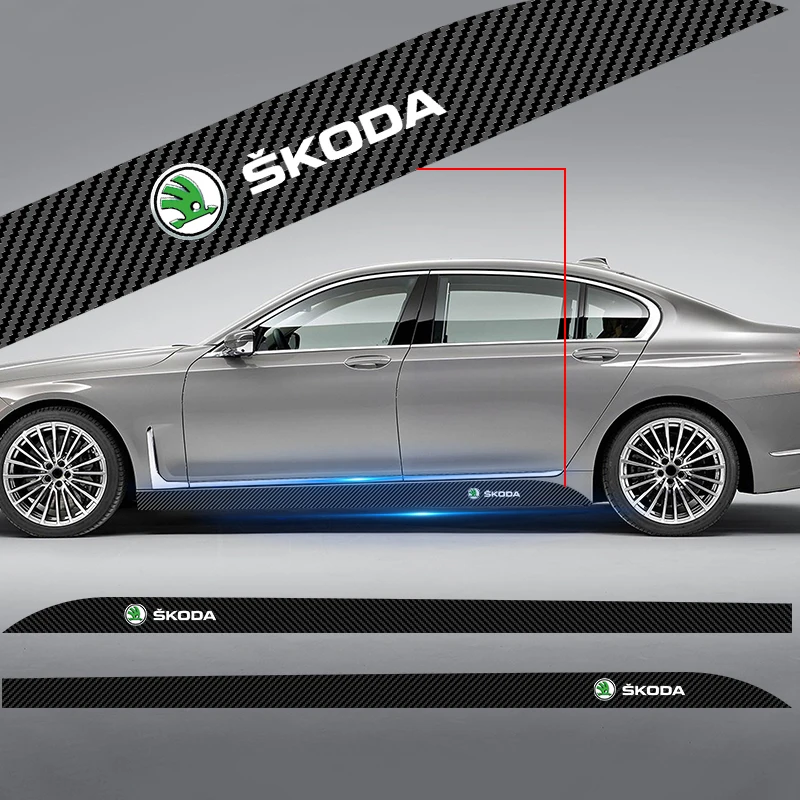

2PCs Car Door Side Skirt Car Body Decal Carbon Fiber Art Stickers For Skoda Octavia Fabia Kamiq Kapoq Kodiaq Rapid SCALA Superb