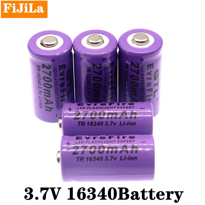 Bateria recarregável Li-ion 16340, especialista em lanterna LED, cor roxa, 2700mAh, LS 16340, 3.7V, 100% novo