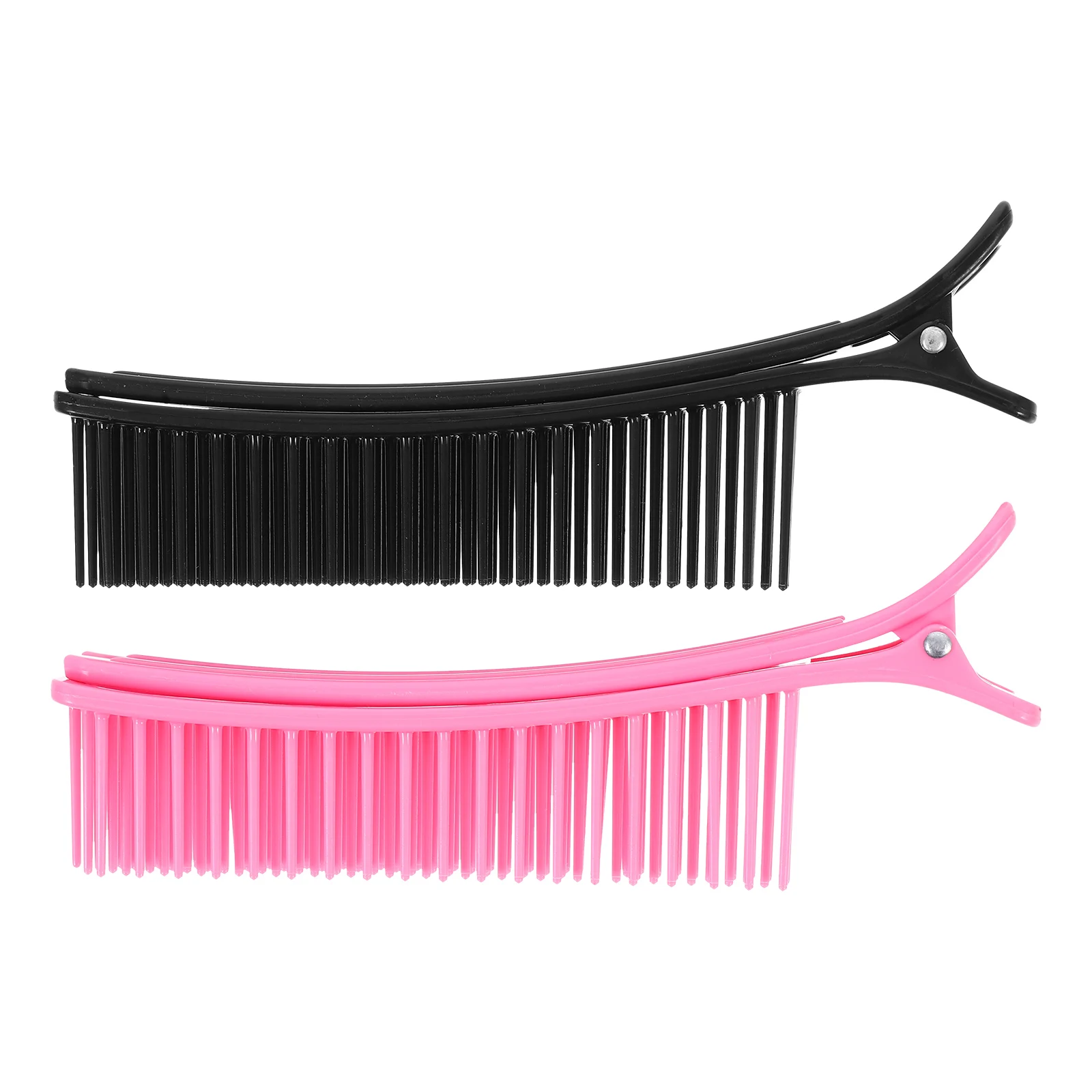 

2pcs Black Layered Styling Clips Elegant Plastic Sectioning Tools Salon Root Clips Curly Hair Volume Dry Wet Long Short Hair