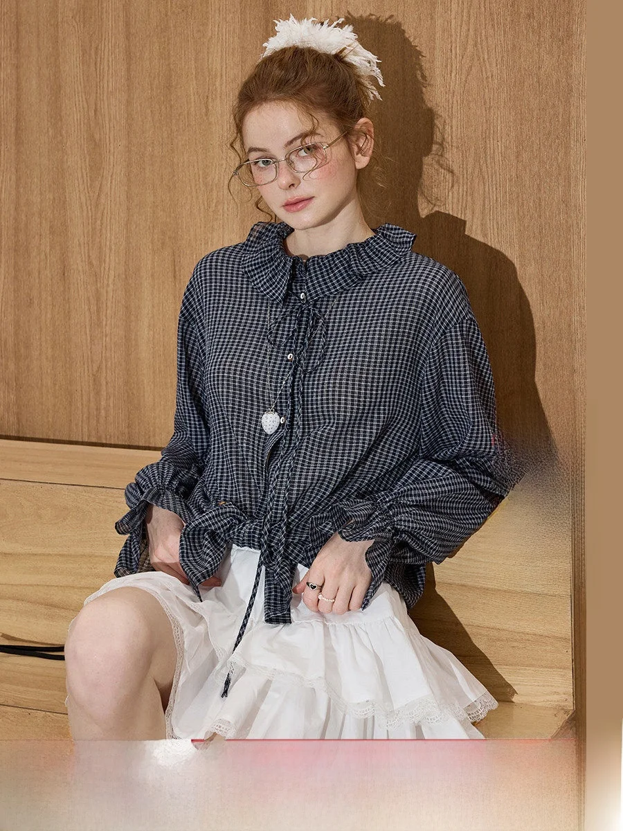 coolhut-manteau-court-retro-pour-femme-col-a-volants-motif-a-carreaux-style-decontracte-printemps-taille-a-nouer-coupe-droite-en-coton-pour-le-tourisme-le-travail-et-le-quotidien