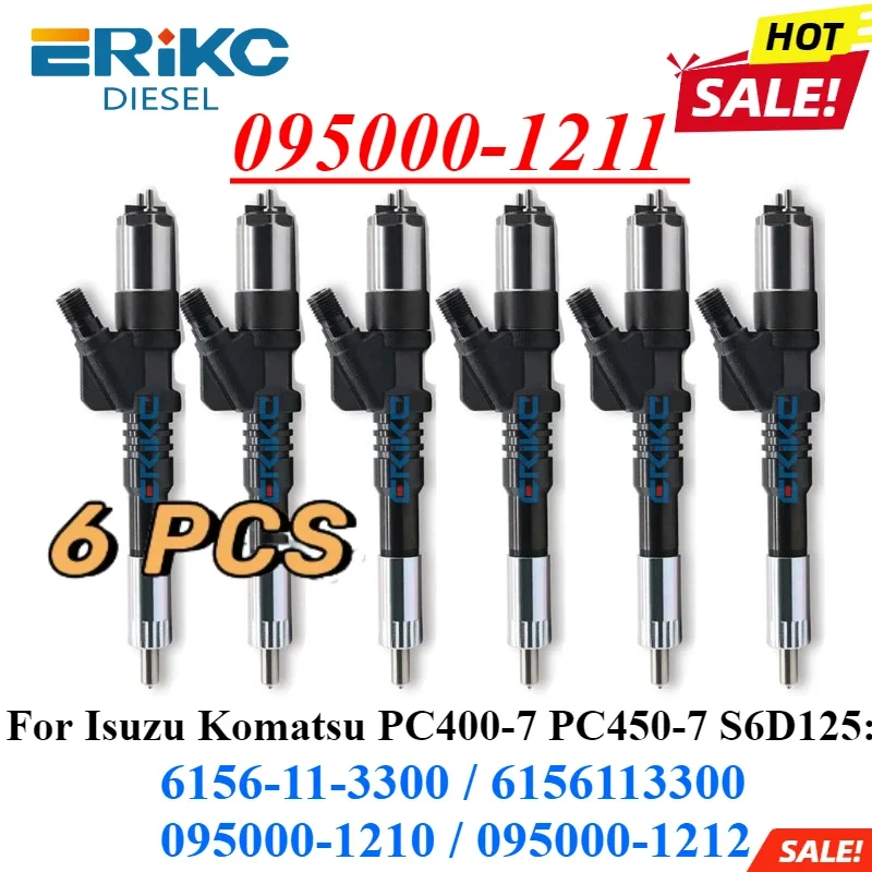 095000-1211 Fuel Injector 6156-11-3300 Engine Nozzle 6156113300 095000-1210 for Denso Isuzu KOMATSU Engine FC450-7 SA60125E