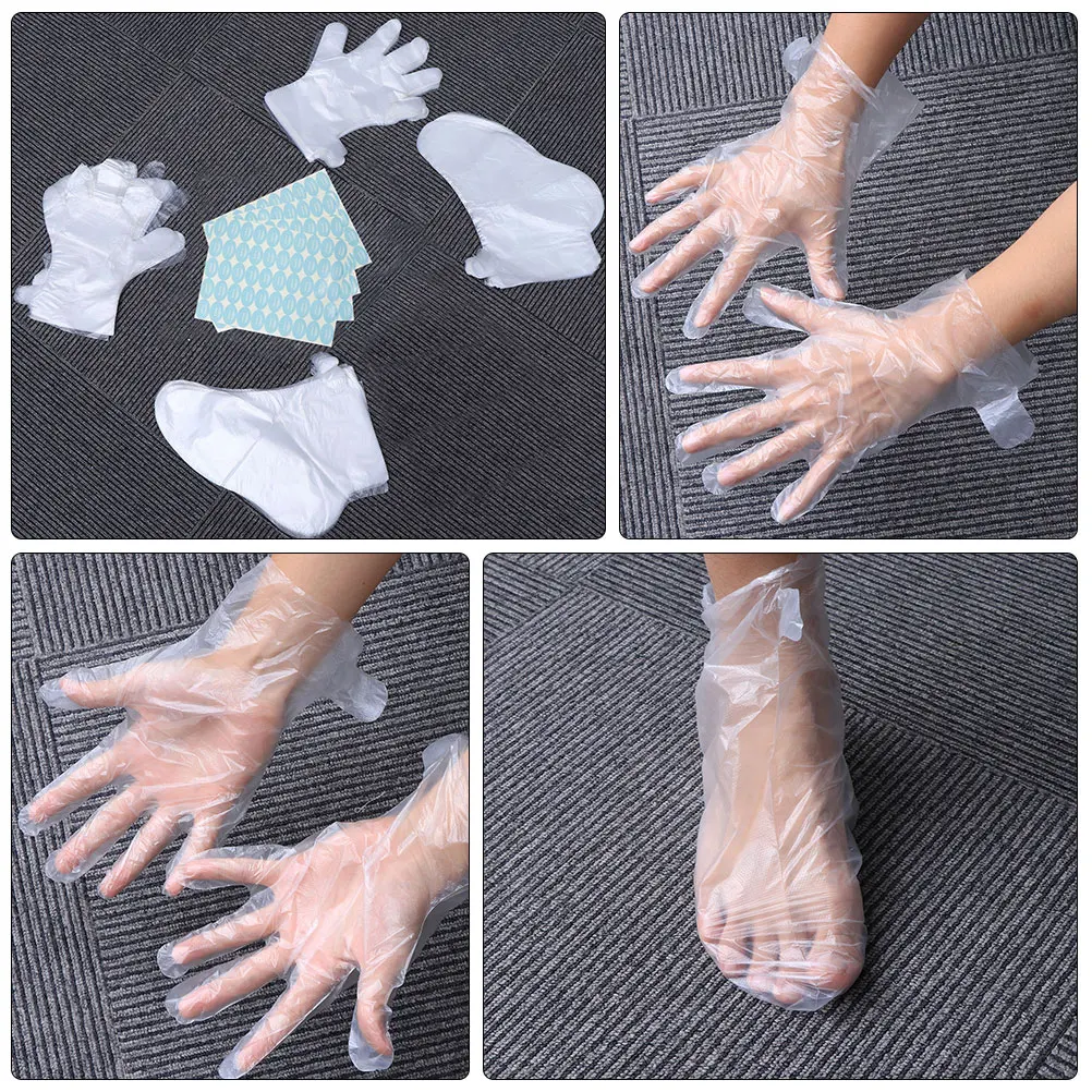 

200 Pcs Foot Mask Oil-resistant Gloves One-off Boots PE Material Portable