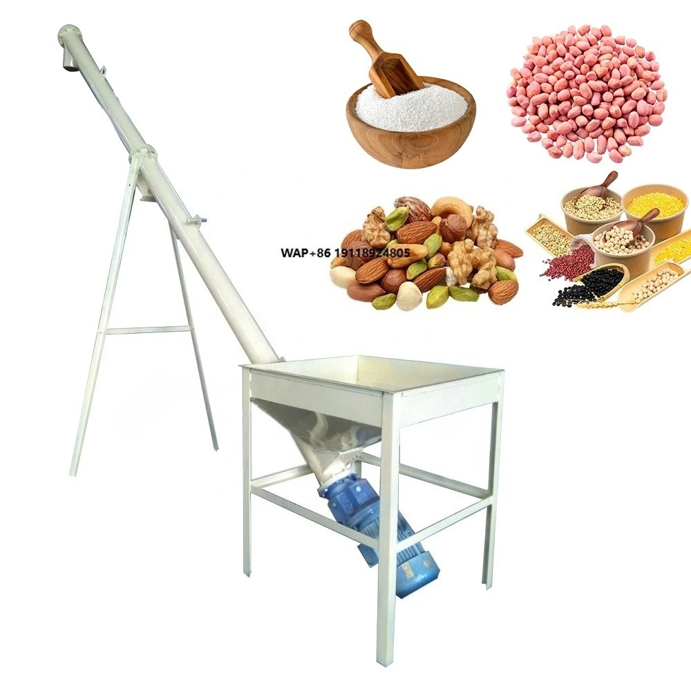 

Electric Automatic Vertical Conveyor System for Food Powder Flour Rice Grains Stainless Steel Screw Inclined Hopper Motor Gear