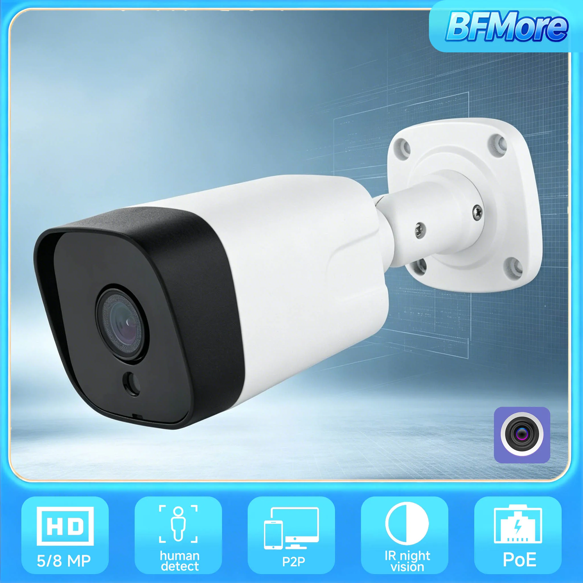 bfmore-4k-8mp-security-poe-камера-ai-human-detection-audio-5mp-2mp-ip-камера-ip66-outdoor-vedio-surveillance-30m-ir-night-vision