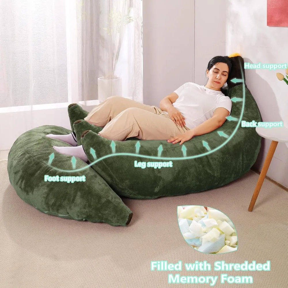 كرسي Banana Bean Bag مع مسند، أريكة أرضية مع مسند للقدمين، كرسي مريح قابل للتحويل للبالغين، أريكة قطيفة لغرفة النوم، #3