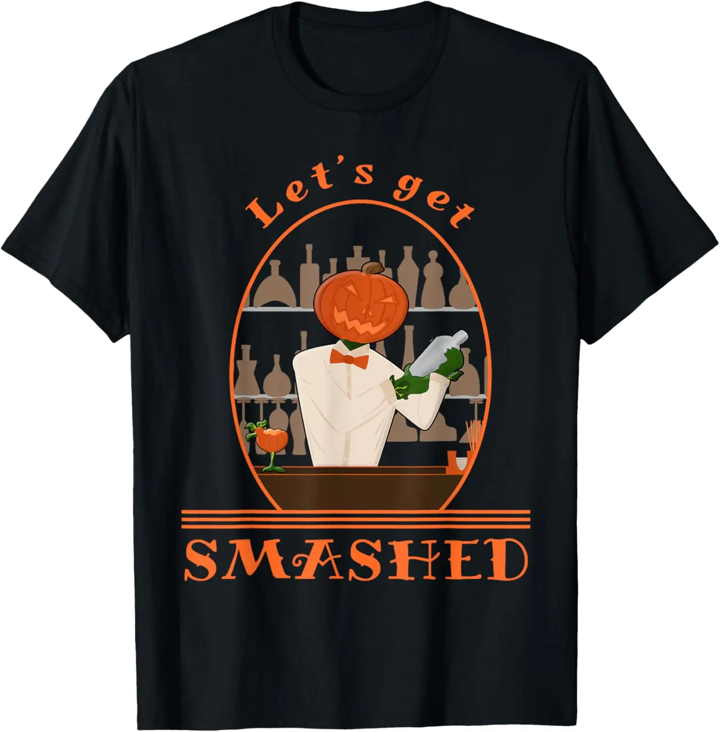 Halloween Bartending Pumpkin Bartender Let's Get Smashed T-Shirt