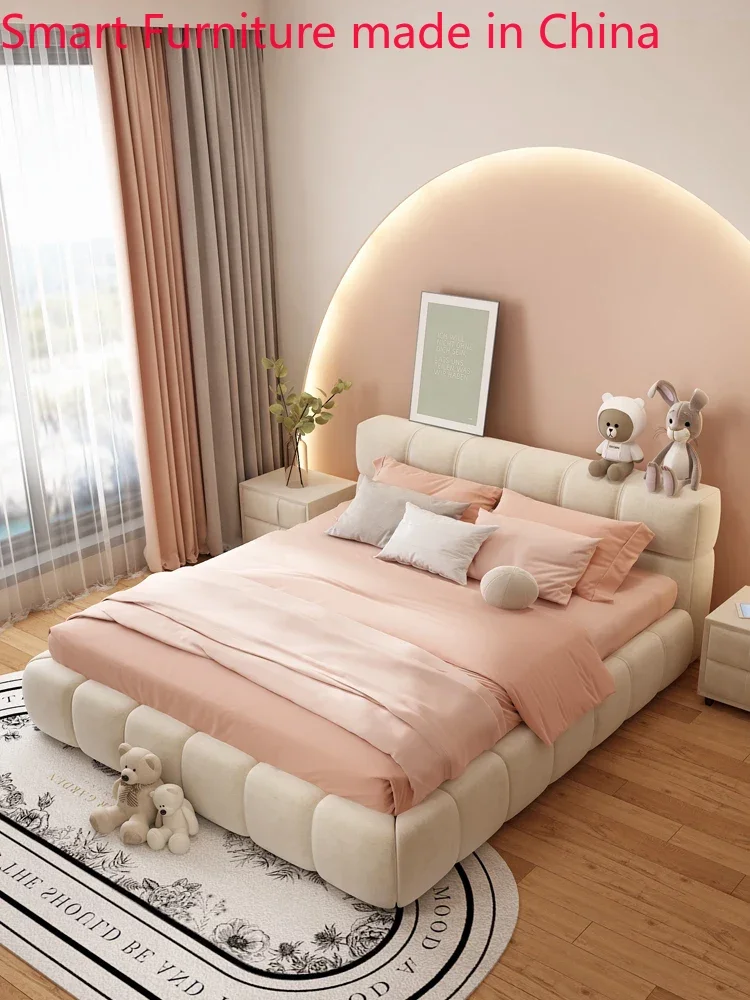 

bed Puff cloth art modern minimalist Italian minimalist Internet celebrity extravagance ins cream style master room