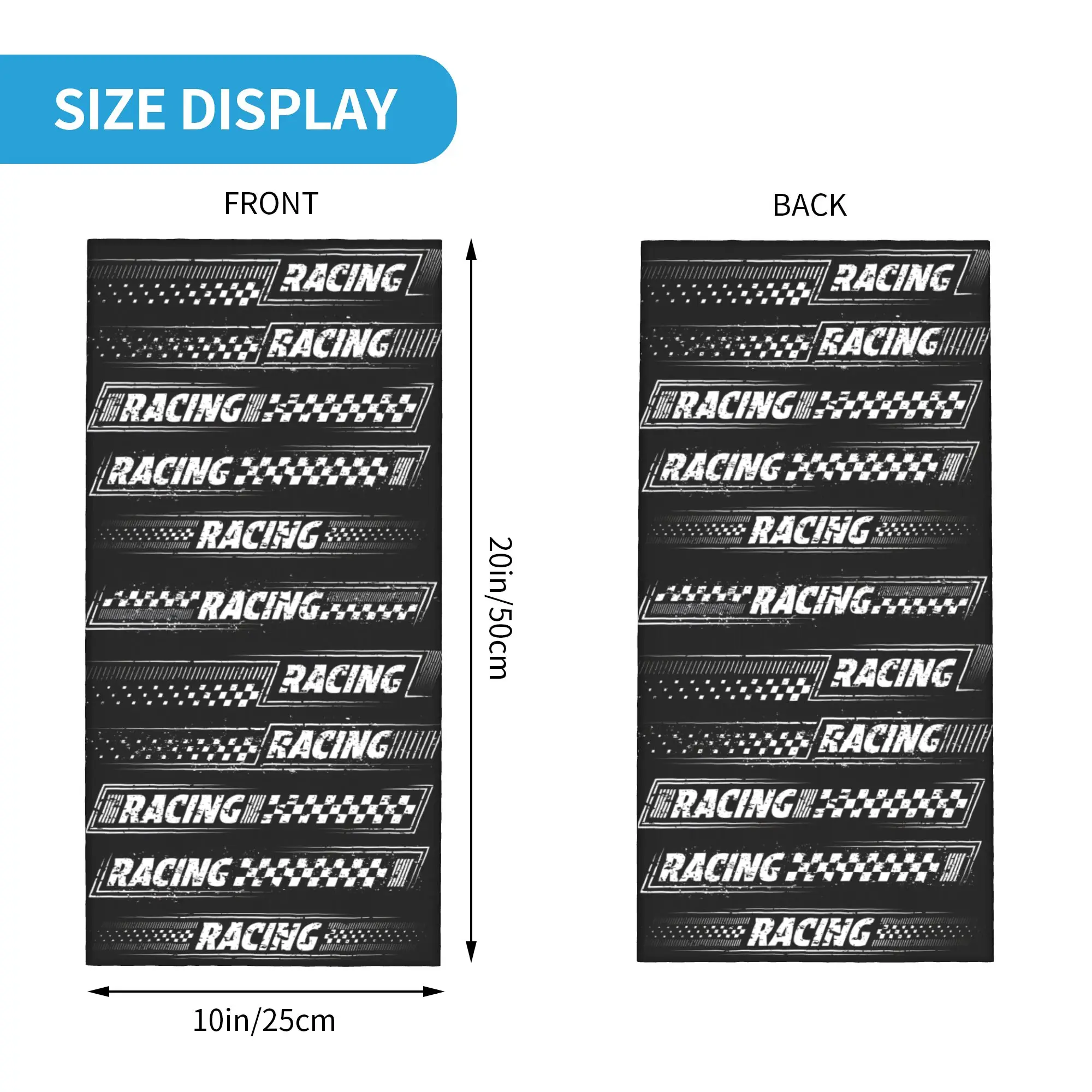 Bandana Logo Motor Balap Rally Cepat Motif Kotak-kotak, Penutup Leher Musim Dingin untuk Wanita, Syal Penutup Wajah, Gaiter, Headband