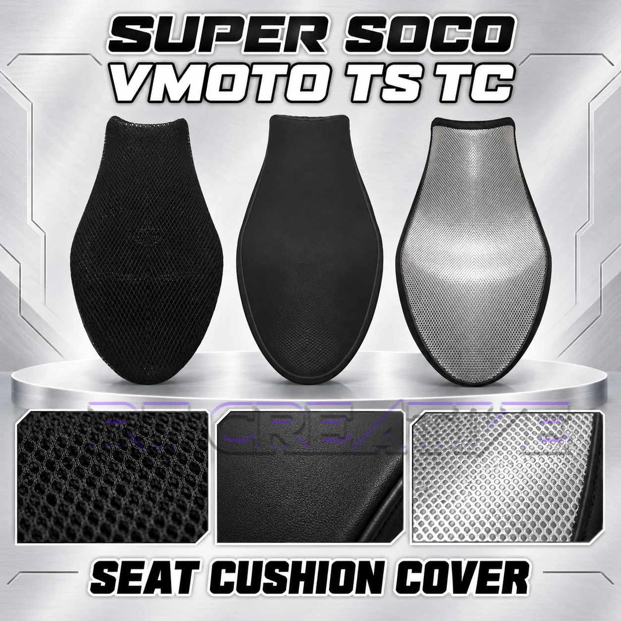 Electric Scooter 3D Thick Seat Net Reflective Seat Cover Fit VMOTO Super Soco TS TC