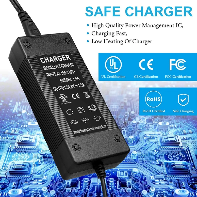 54.6V 2A XLR Lithium Battery Charger for Electric Mobility 48V Lithium Battery Charger XLR Connector