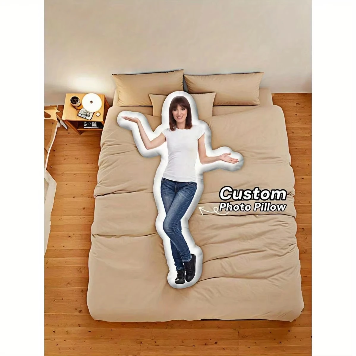 Custom Irregular Photo Pillow Upload Portrait Personalized Human Shape Throw Cushion double Print Bedroom Memory Gift