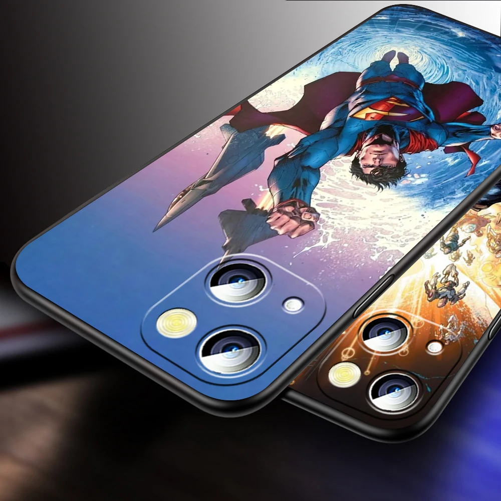 Luxury S-Supermans Comics Cool For iPhone 15 14 13 12 11 XS XR X 8 7 SE Pro Max Plus Mini Black Cover Phone Case