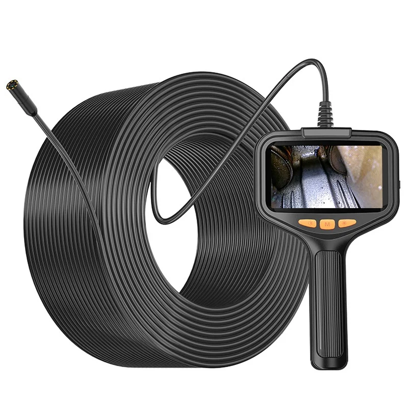 Handheld Endoscope Camera 4.3'' Screen 2-100Meter Rigid Cable HD1080P Dual Lens Front SIde Single Lens Pipe Inspection Borescope