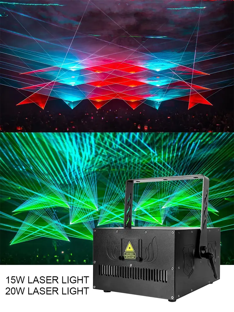 15W 20W Laser Light With Flight Case Mobile Bluetooth APP, ILDA, DMX512 3D Animation Beam Pattern Scanner, DJ Disco Stage Laser