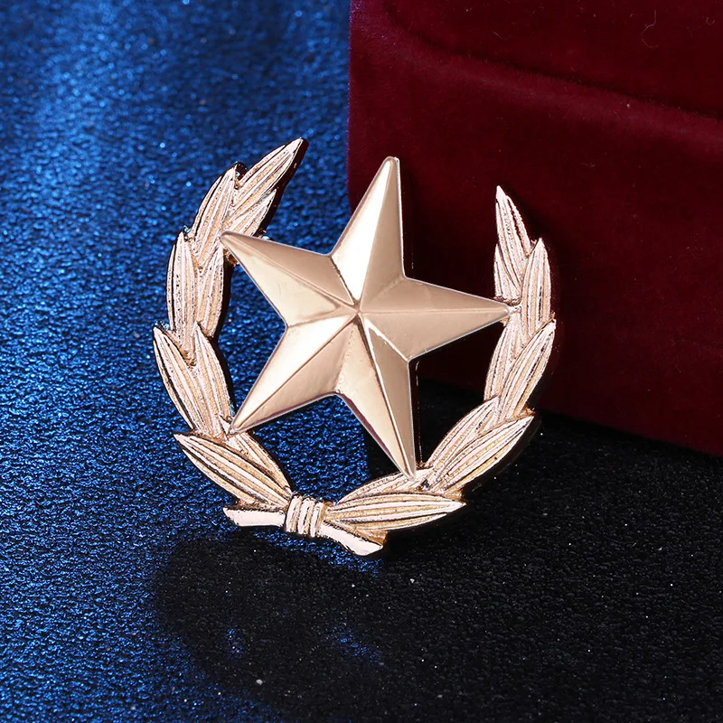 Neue Mode fünfzackigen Stern Broschen Abzeichen Metall Weizen Revers Pin männer Anzug Hemd Kragen Kleidung Zubehör – Detail 5