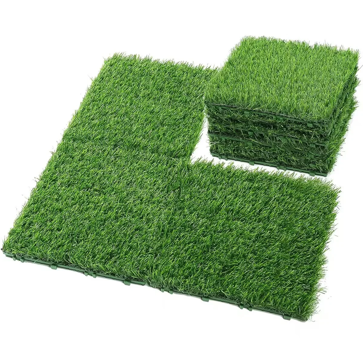 30CM*30CM Green Interlocking Grass Flooring Tiles Turf Mat Rug for Garden Lawn Patio Balcony - Eco-Friendly Synthetic Grass Deck