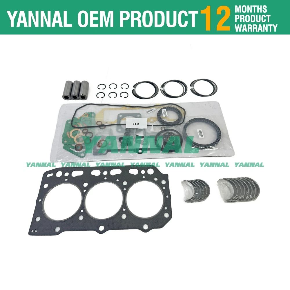 Kit de revisión de motor 3TNV84 para pieza de Tractor Yanmar US361CAB T2 T3 EF312T EF228