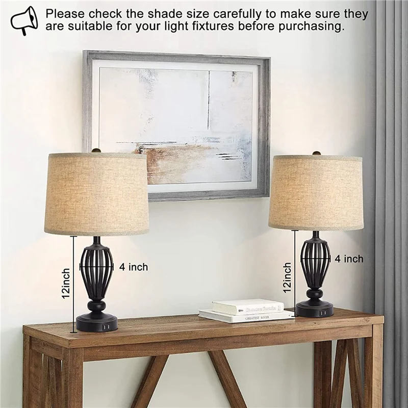 Lamp Shades Natural Linen Lampshades 12.6X11.6X9.8Inch For Table Lamp Floor Lamp A-AT64